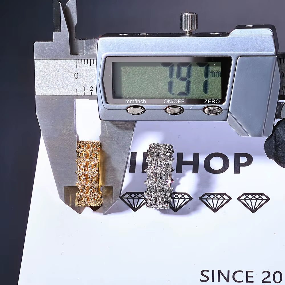 New Arrival 8Mm Double Row Cross Ring 925 Silver White VVS Moissanite Iced Bling Design Women'S Fine Jewelry - MCROONS.COM