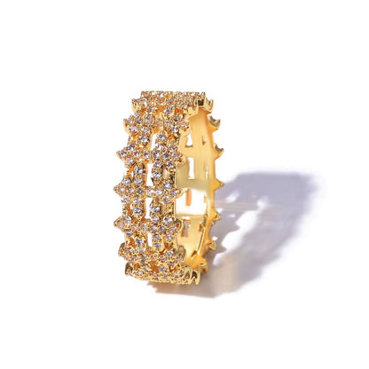 New Arrival 8Mm Double Row Cross Ring 925 Silver White VVS Moissanite Iced Bling Design Women'S Fine Jewelry - MCROONS.COM