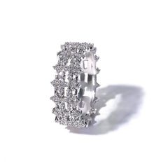 New Arrival 8Mm Double Row Cross Ring 925 Silver White VVS Moissanite Iced Bling Design Women'S Fine Jewelry