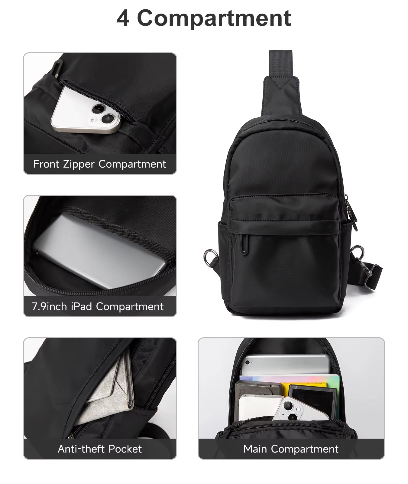 Newest No Logo Pure Waterproof Chest Bag Travel Siger Shoulder Bag School Chest Sling Bag for Women Men - MCROONS.COM