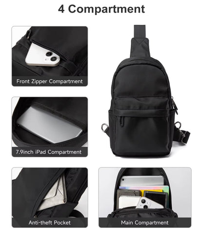 Newest No Logo Pure Waterproof Chest Bag Travel Siger Shoulder Bag School Chest Sling Bag for Women Men - MCROONS.COM