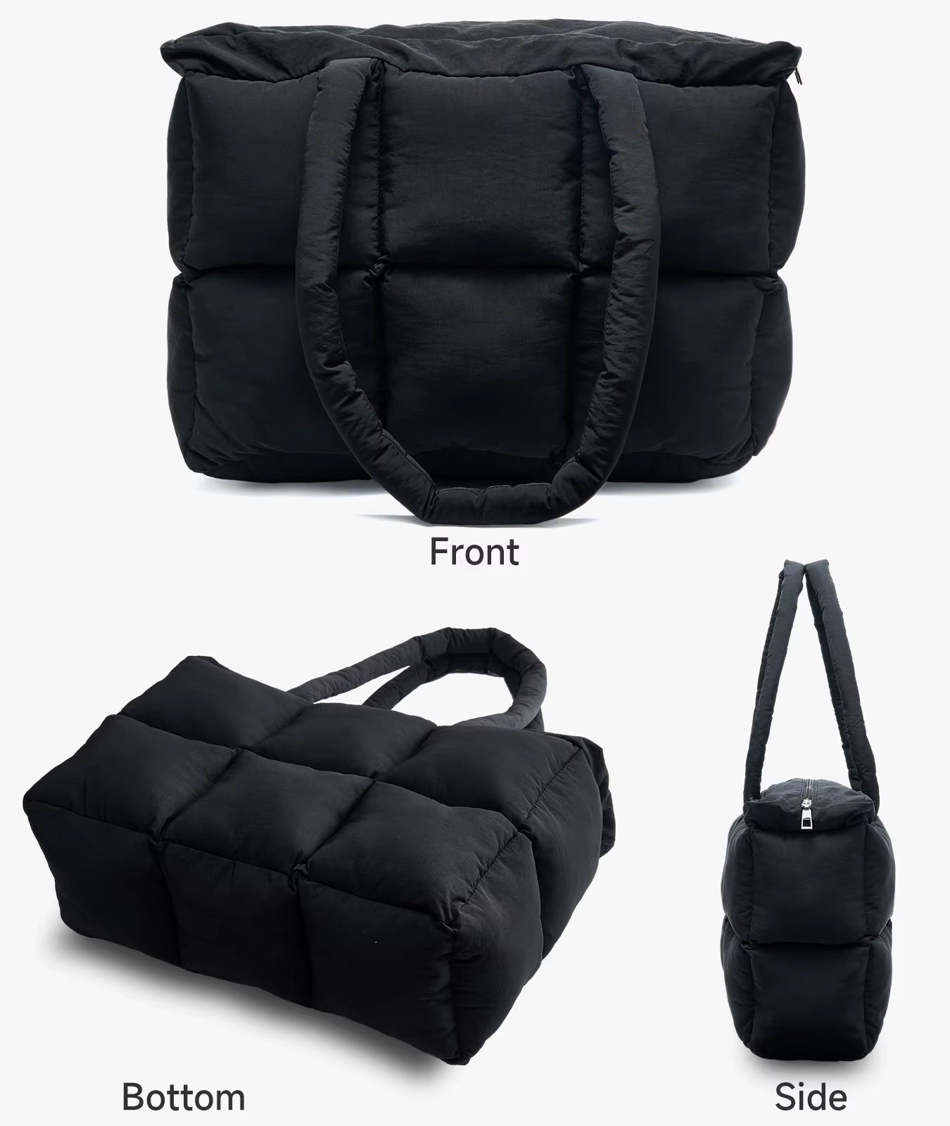 Newest Women'S Tote Puffer Bag Waterproof Black Lady Handbags Winter Cotton Padded Quilted Shoulder Crossbody Bag for Women - MCROONS.COM