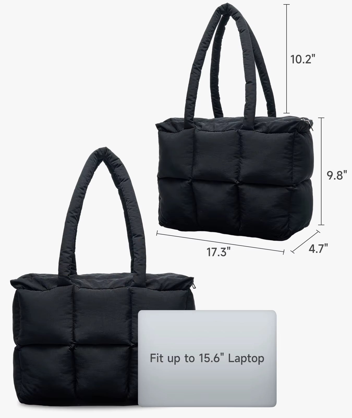 Newest Women'S Tote Puffer Bag Waterproof Black Lady Handbags Winter Cotton Padded Quilted Shoulder Crossbody Bag for Women - MCROONS.COM