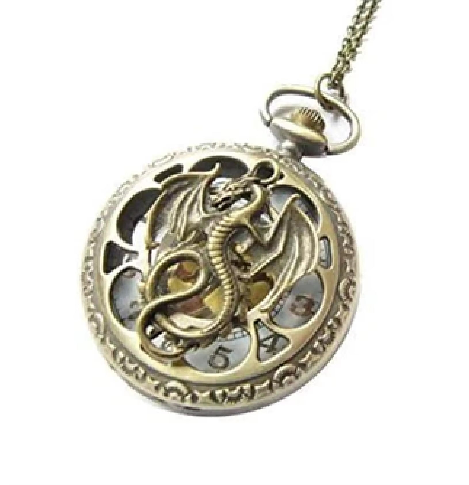 Ntique Style Bronze Pendant Watch with Asymmetrical Dial and Ornate Openwork Case Design for Men Available at Wholesale Prices - MCROONS.COM