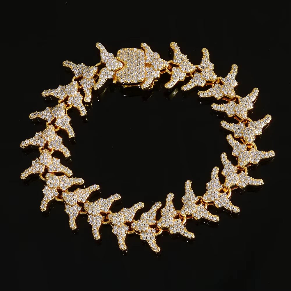 NUOYA Full Iced Out Arrow Link Bracelet 16Mm Silver Plated with Elastic Clasp Micro Pave Zircon Design Hip Hop Fine Jewelry - MCROONS.COM