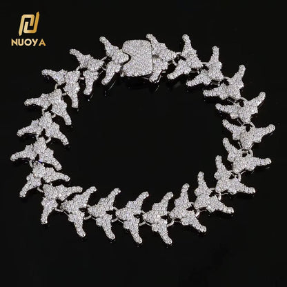 NUOYA Full Iced Out Arrow Link Bracelet 16Mm Silver Plated with Elastic Clasp Micro Pave Zircon Design Hip Hop Fine Jewelry - MCROONS.COM