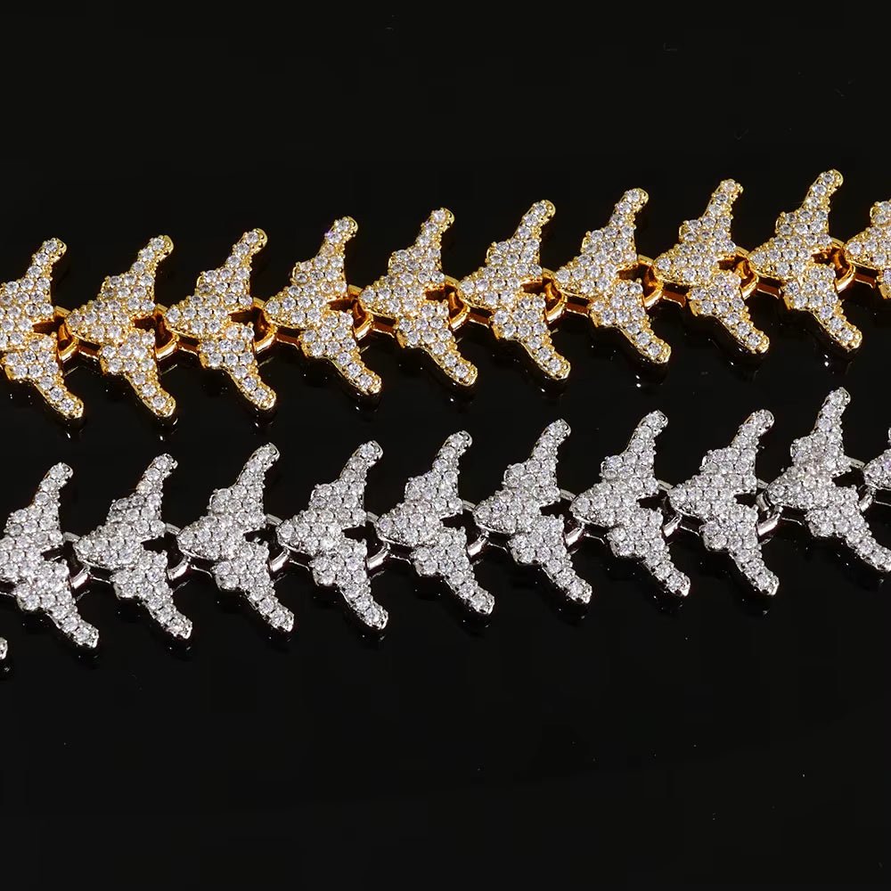 NUOYA Full Iced Out Arrow Link Bracelet 16Mm Silver Plated with Elastic Clasp Micro Pave Zircon Design Hip Hop Fine Jewelry - MCROONS.COM