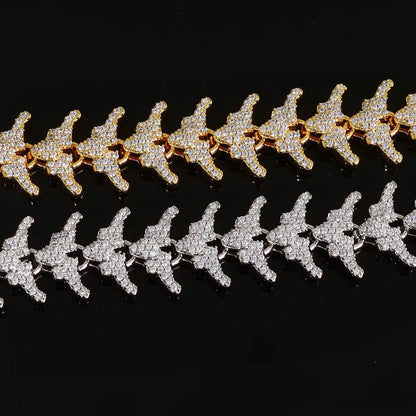 NUOYA Full Iced Out Arrow Link Bracelet 16Mm Silver Plated with Elastic Clasp Micro Pave Zircon Design Hip Hop Fine Jewelry - MCROONS.COM