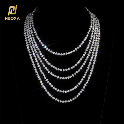 NUOYA Iced Out Tennis Chain Necklace 6Mm Spring Lock Clasp round Zircon Star Design Sparkling Diamond Hip Hop Jewelry - MCROONS.COM
