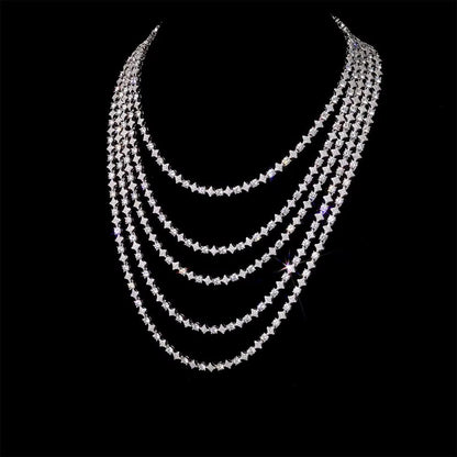 NUOYA Iced Out Tennis Chain Necklace 6Mm Spring Lock Clasp round Zircon Star Design Sparkling Diamond Hip Hop Jewelry - MCROONS.COM