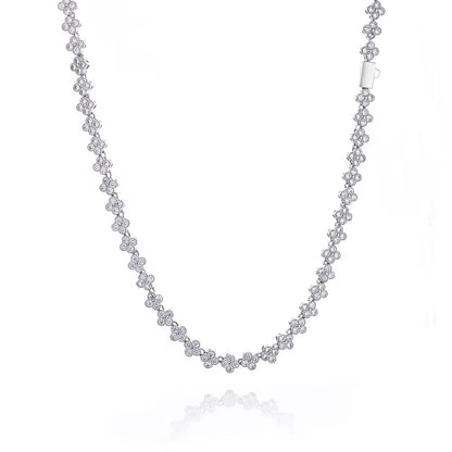 NUOYA Women'S Gold Plated Diamond Chain Necklace Four Leaf Clover Plum Blossom Shiny Zircon Hip Hop Jewelry - MCROONS.COM