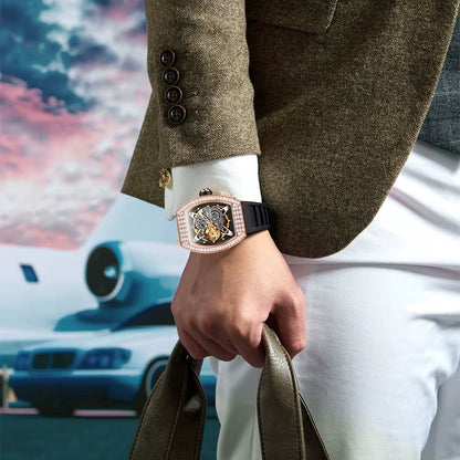 ONOLA 3838F Automatic Mechanical Wristwatch Skeleton Waterproof Watches Fashion Casual Sport Luminous Watch Men - MCROONS.COM