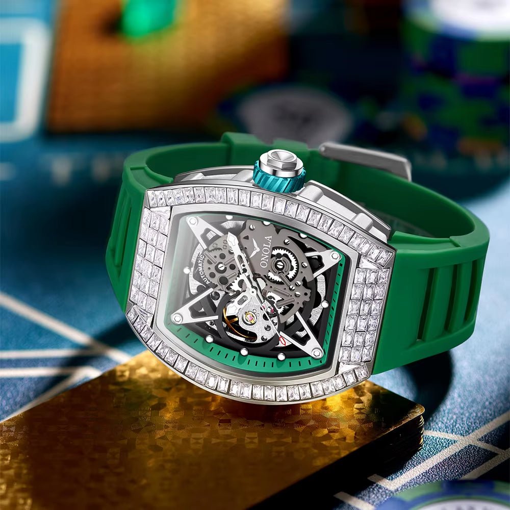 ONOLA 3838F Automatic Mechanical Wristwatch Skeleton Waterproof Watches Fashion Casual Sport Luminous Watch Men - MCROONS.COM