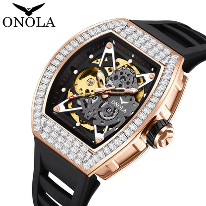 ONOLA 3838F Automatic Mechanical Wristwatch Skeleton Waterproof Watches Fashion Casual Sport Luminous Watch Men - MCROONS.COM