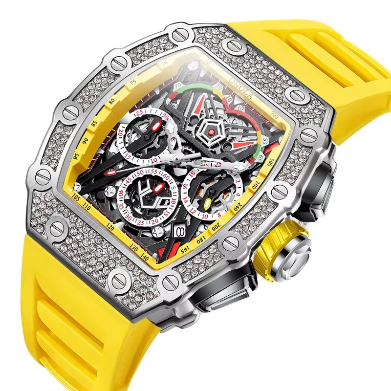 ONOLA 6827D Fashion Mens Luxury Automatic Watches Casual Rubber Strap Waterproof Sport Tourbillon Watch - MCROONS.COM