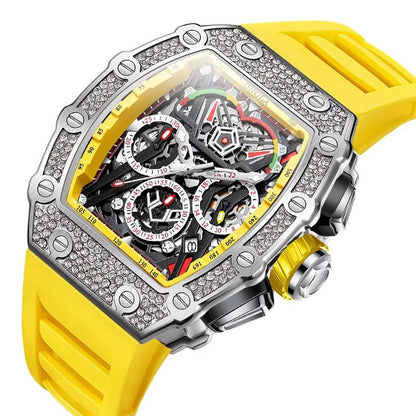 ONOLA 6827D Fashion Mens Luxury Automatic Watches Casual Rubber Strap Waterproof Sport Tourbillon Watch - MCROONS.COM