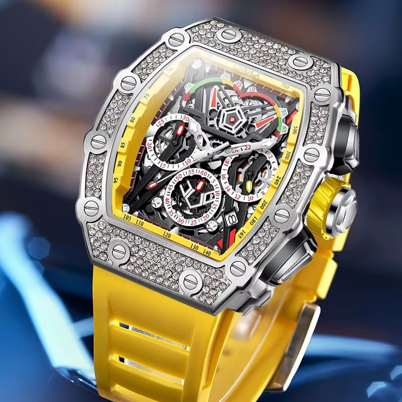 ONOLA 6827D Fashion Mens Luxury Automatic Watches Casual Rubber Strap Waterproof Sport Tourbillon Watch - MCROONS.COM