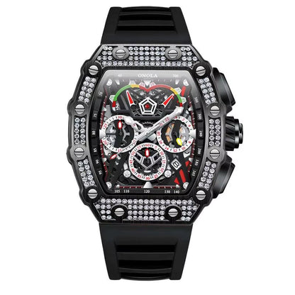 ONOLA 6827D Fashion Mens Luxury Automatic Watches Casual Rubber Strap Waterproof Sport Tourbillon Watch - MCROONS.COM
