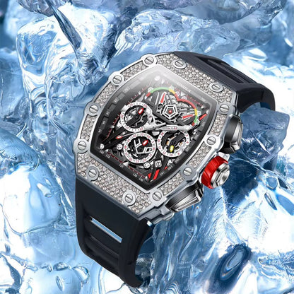 ONOLA 6827D Fashion Mens Luxury Automatic Watches Casual Rubber Strap Waterproof Sport Tourbillon Watch - MCROONS.COM