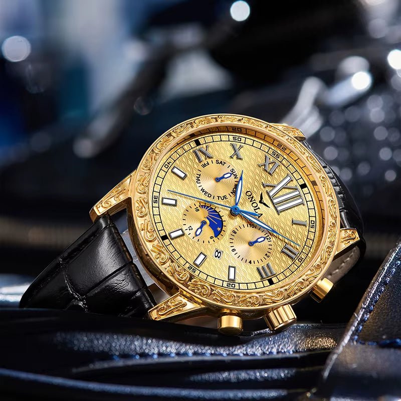 ONOLA 6834 Brand Luxury Mechanical Watches Steel Band Analog Wrist Watch Automatic Watch for Men - MCROONS.COM