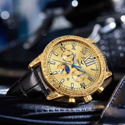 ONOLA 6834 Brand Luxury Mechanical Watches Steel Band Analog Wrist Watch Automatic Watch for Men - MCROONS.COM