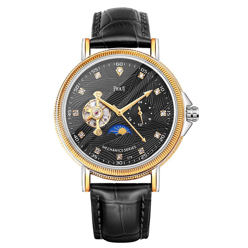 PIOUY D Reloj Fashion Men Watches 2023 Custom Logo Moon Phase Skeleton Mechanical Watches Men Luxury Automatic Watch - MCROONS.COM