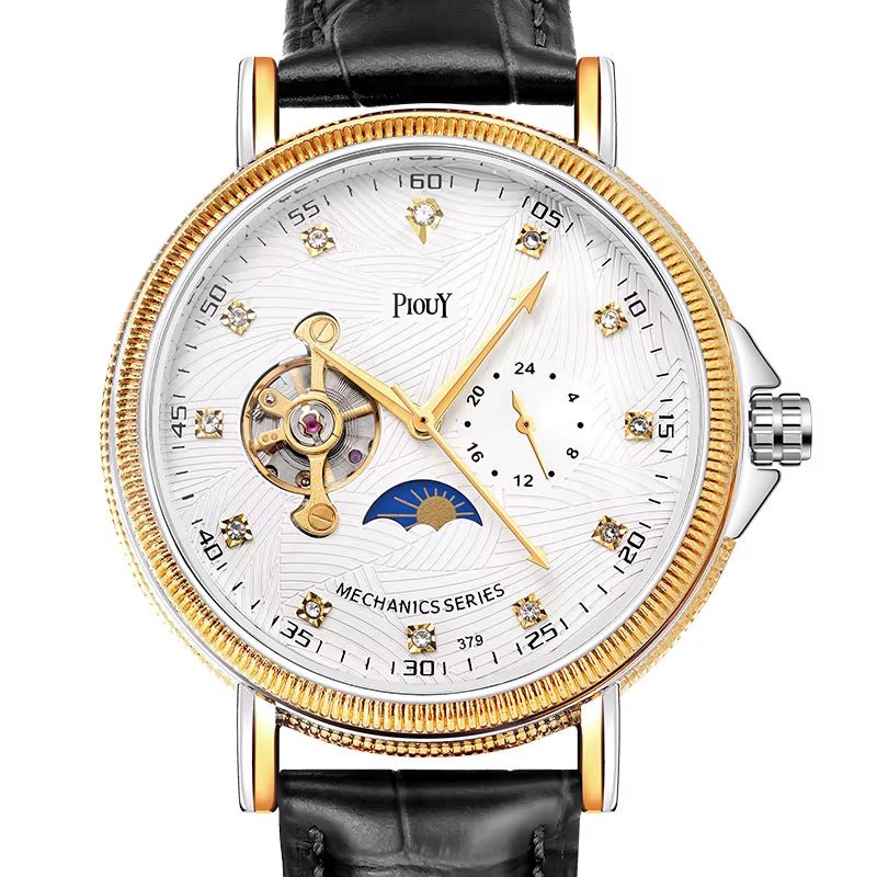 PIOUY D Reloj Fashion Men Watches 2023 Custom Logo Moon Phase Skeleton Mechanical Watches Men Luxury Automatic Watch - MCROONS.COM