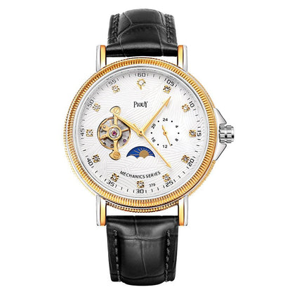 PIOUY D Reloj Fashion Men Watches 2023 Custom Logo Moon Phase Skeleton Mechanical Watches Men Luxury Automatic Watch - MCROONS.COM