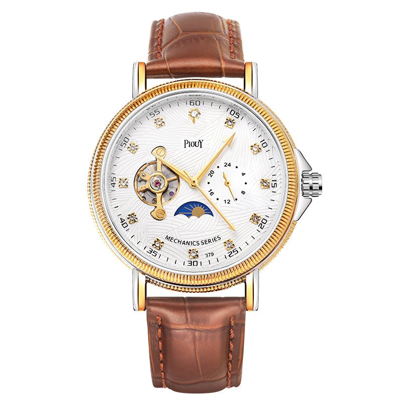 PIOUY D Reloj Fashion Men Watches 2023 Custom Logo Moon Phase Skeleton Mechanical Watches Men Luxury Automatic Watch - MCROONS.COM