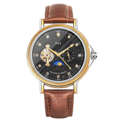PIOUY D Reloj Fashion Men Watches 2023 Custom Logo Moon Phase Skeleton Mechanical Watches Men Luxury Automatic Watch - MCROONS.COM