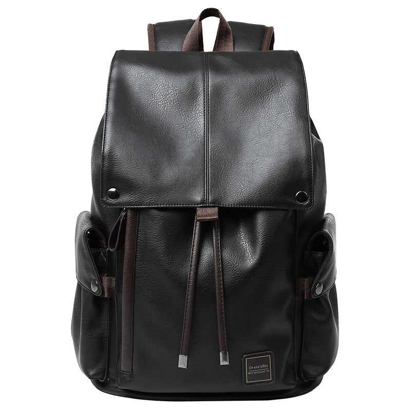 PU Leather Backpack Outdoor School College Bag for Men Laptop Leather Backpack - MCROONS.COM