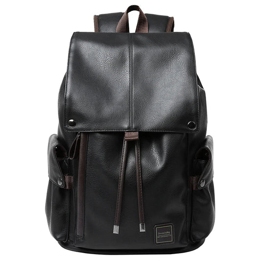 PU Leather Backpack Outdoor School College Bag for Men Laptop Leather Backpack - MCROONS.COM