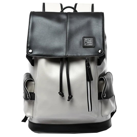 Pu Leather Laptop Backpack College School Bags Travel Backpack for Men Leather Backpack - MCROONS.COM
