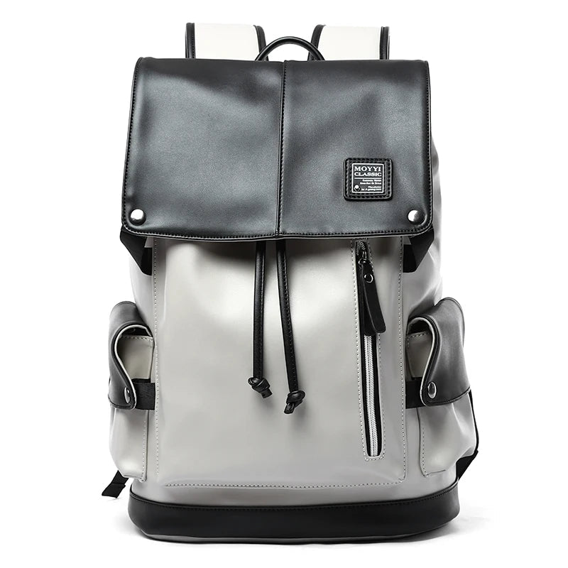 Pu Leather Laptop Backpack College School Bags Travel Backpack for Men Leather Backpack - MCROONS.COM