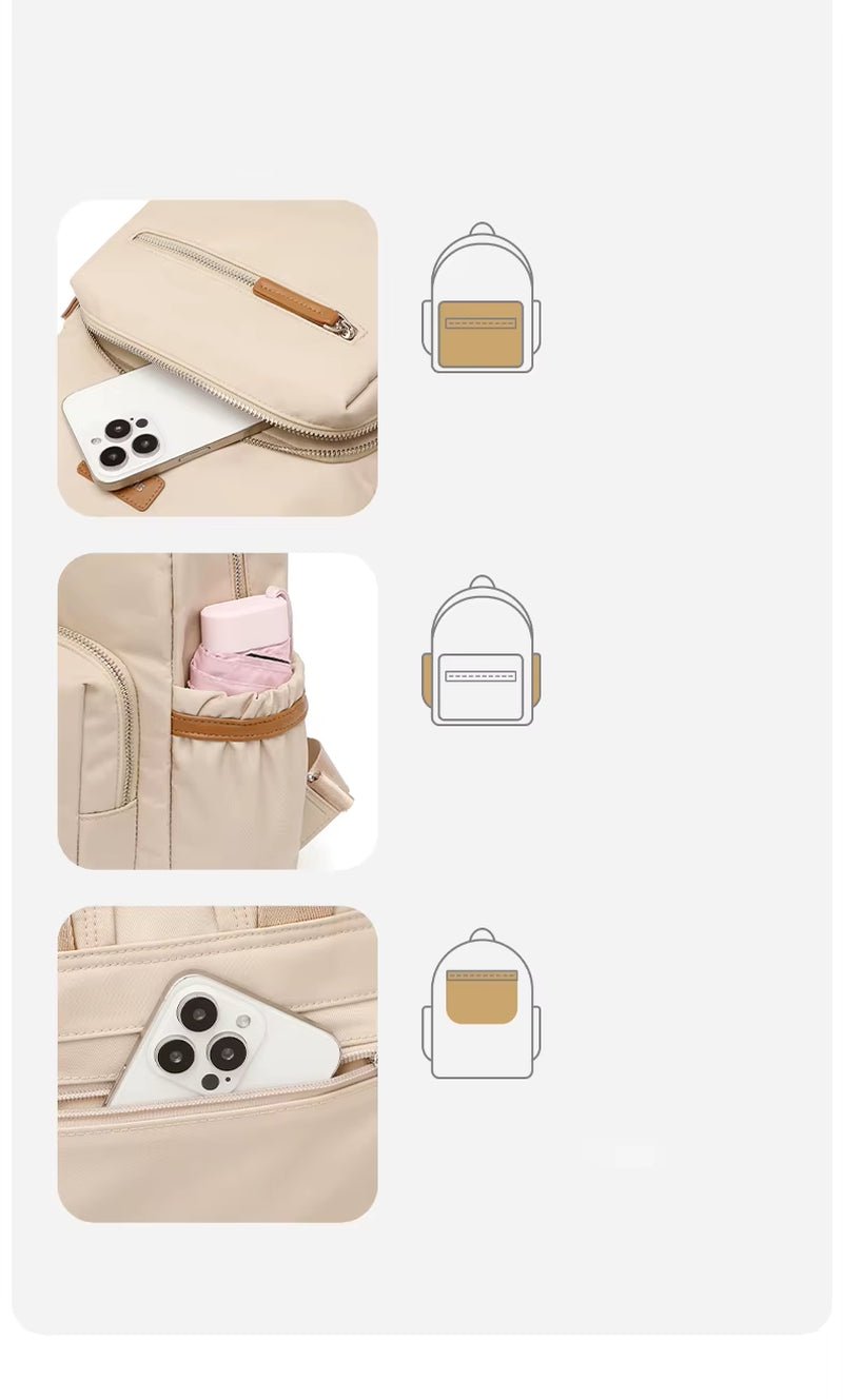 Simradia Fashionable 14 Inch Ladies' Laptop Backpack Waterproof PVC Leather with Zipper Closure Polyester Lining for Outdoor - MCROONS.COM