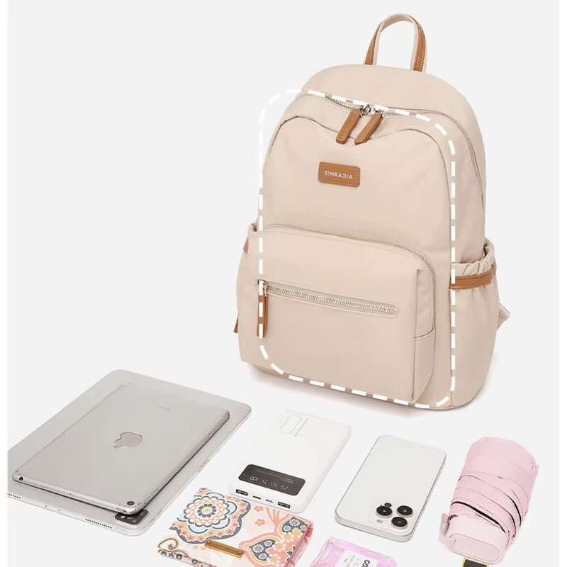 Simradia Fashionable 14 Inch Ladies' Laptop Backpack Waterproof PVC Leather with Zipper Closure Polyester Lining for Outdoor - MCROONS.COM