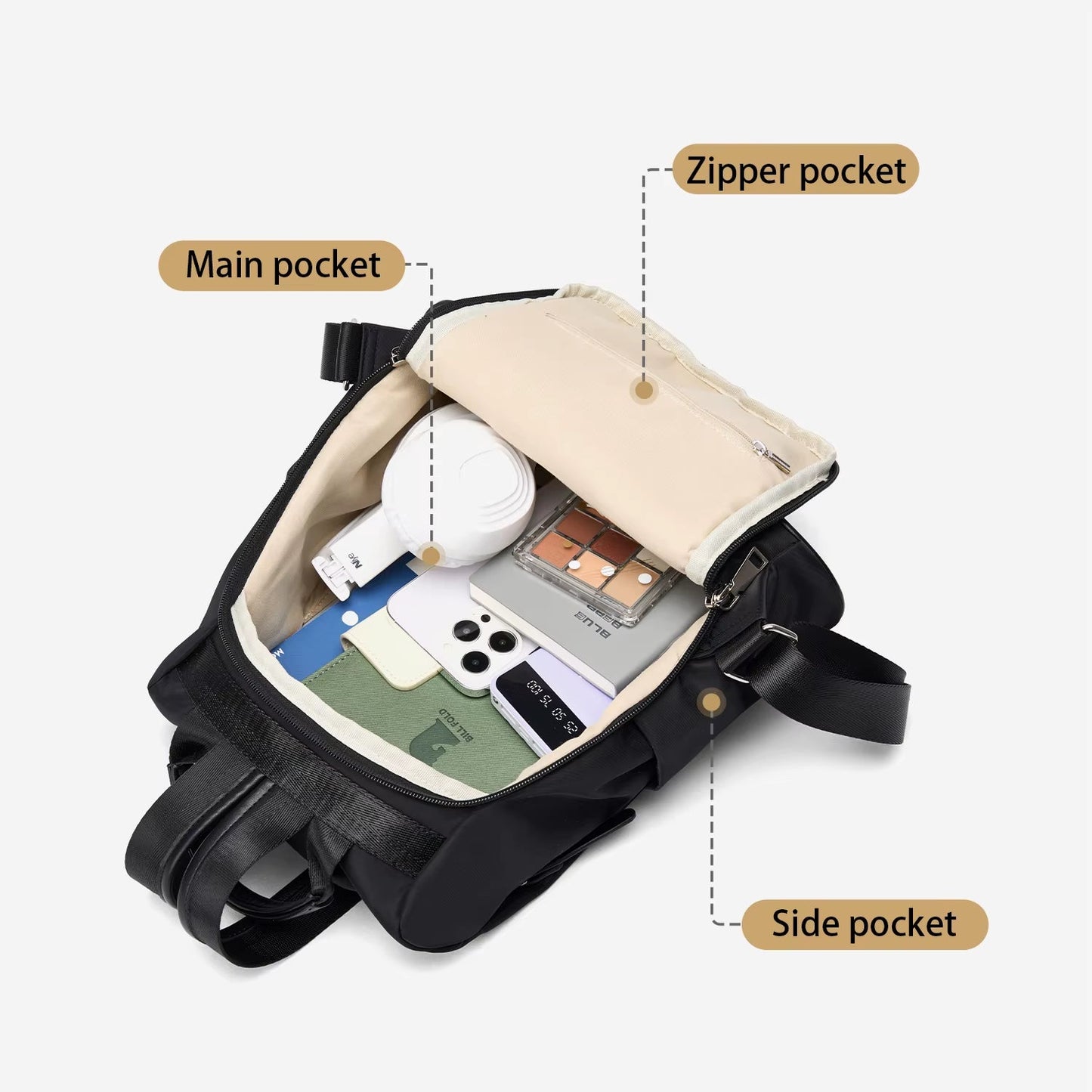 Simradia Small Black Women Causal Backpacks Oxford Waterproof Backpack for Women Outdoor School Bag Rucksack Ladies - MCROONS.COM