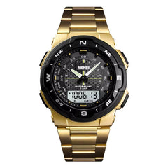 Skmei Hot Rose Gold Grid Texture Dual Time Display Week 12/24 Hour Digital Watch Men Outdoor Sports