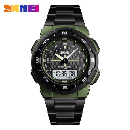 Skmei Hot Rose Gold Grid Texture Dual Time Display Week 12/24 Hour Digital Watch Men Outdoor Sports - MCROONS.COM