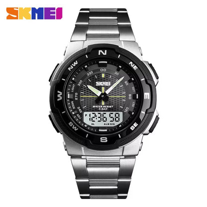 Skmei Hot Rose Gold Grid Texture Dual Time Display Week 12/24 Hour Digital Watch Men Outdoor Sports - MCROONS.COM