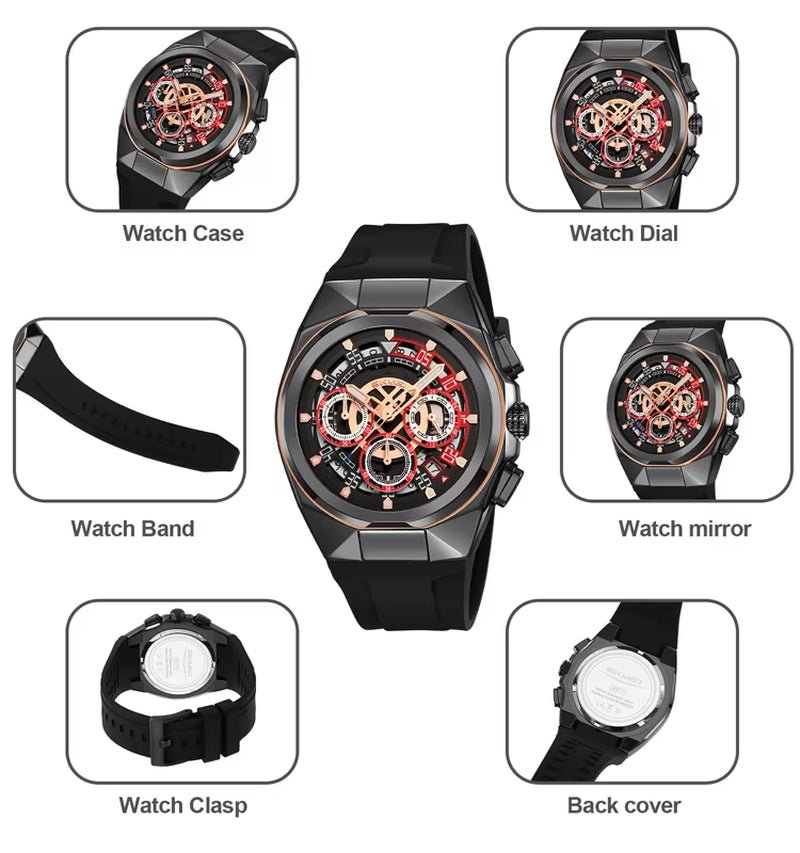 SKMEI Wholesale Luxury Silica Skeleton Analog Wrist Quartz Watch for Men Wristwatches Reloj Para Hombre - MCROONS.COM