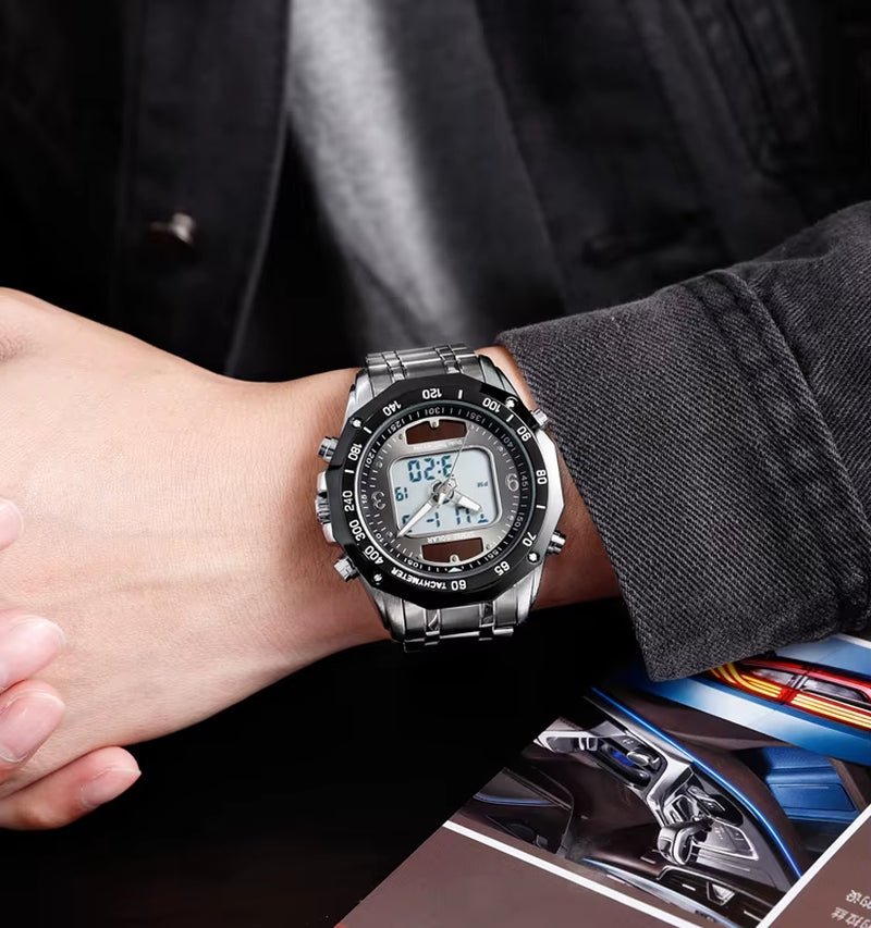 Skmei Wholesale Solar Watches Men Analog Digital Stainless Steel Wristwatches 1493 - MCROONS.COM