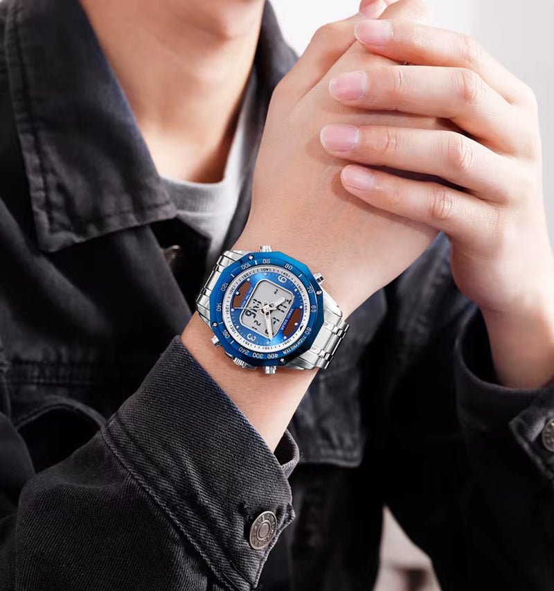 Skmei Wholesale Solar Watches Men Analog Digital Stainless Steel Wristwatches 1493 - MCROONS.COM