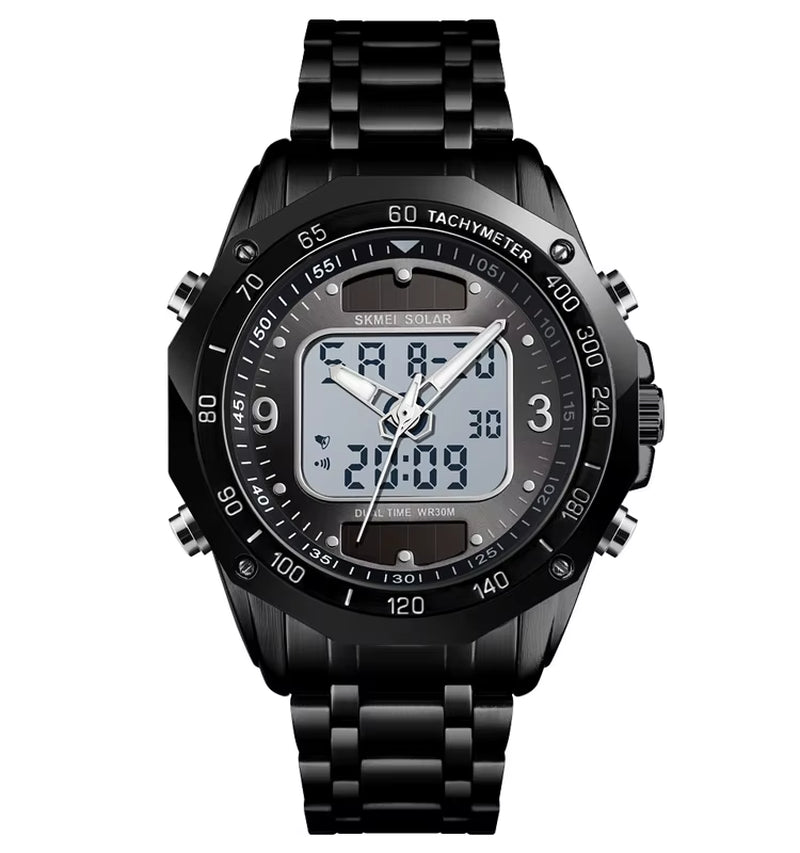 Skmei Wholesale Solar Watches Men Analog Digital Stainless Steel Wristwatches 1493 - MCROONS.COM