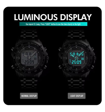 Skmei Wholesale Solar Watches Men Analog Digital Stainless Steel Wristwatches 1493 - MCROONS.COM
