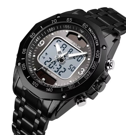 Skmei Wholesale Solar Watches Men Analog Digital Stainless Steel Wristwatches 1493 - MCROONS.COM