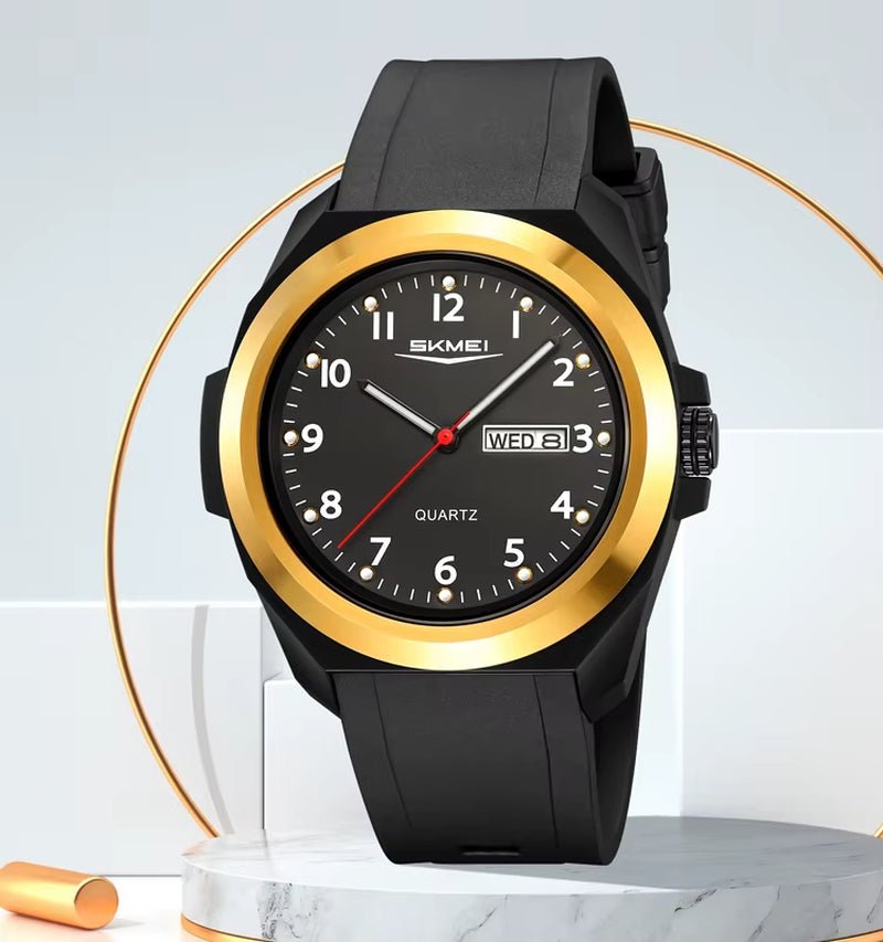 Stainless Steel Circle Plastic Strap Men Large Case Wholesale Factory Customize Your Logo Analog Watch for Men - MCROONS.COM