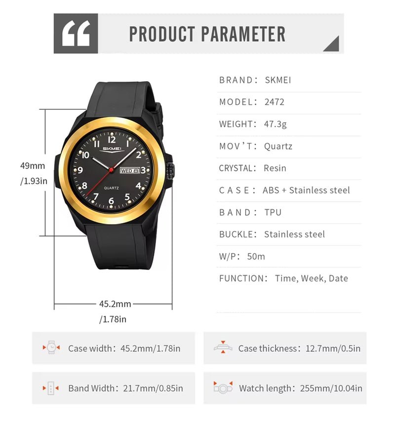 Stainless Steel Circle Plastic Strap Men Large Case Wholesale Factory Customize Your Logo Analog Watch for Men - MCROONS.COM
