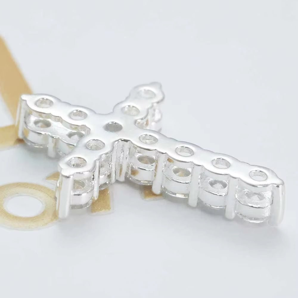 Sterling Silver Jesus Cross Pendant Iced Out Moissanite Christian Religious Jewelry White Gold Plated Gift for Women - MCROONS.COM