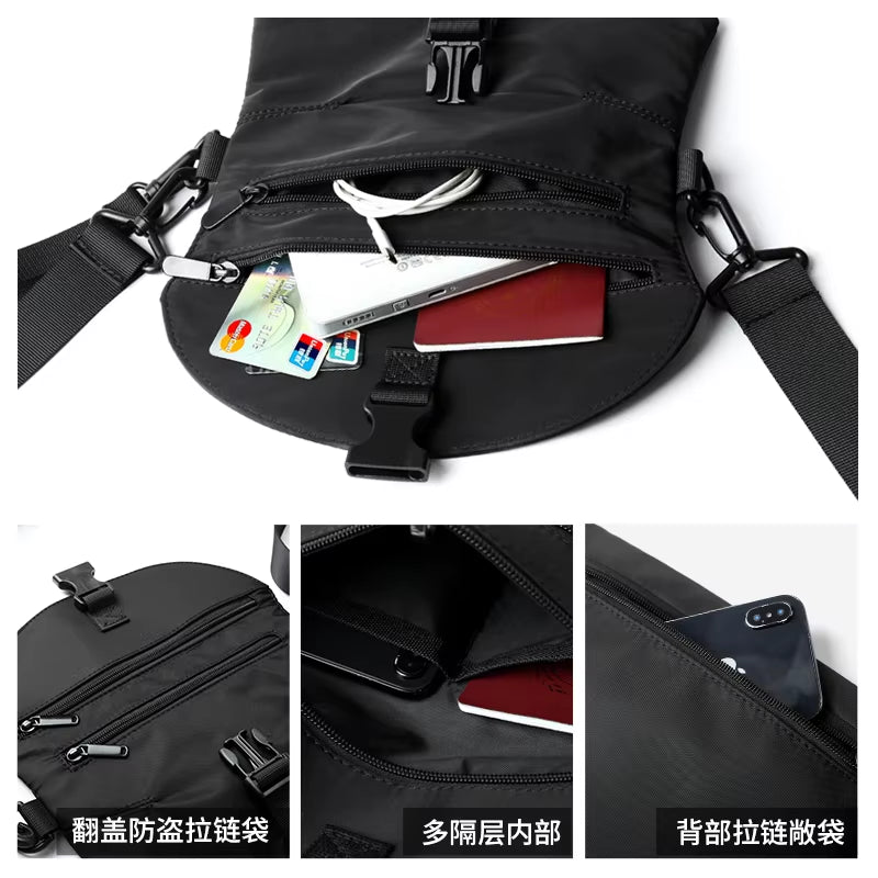 Trend Custom Logo Small Crossbody Bag Fashion Nylon Waist Bag for Men Waterproof Men'S Fanny Pack Sling Bags - MCROONS.COM
